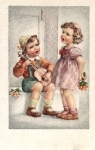 children with guitar artist card used 1944