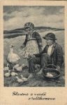 Girl and boy geese artist card * ca. 1930