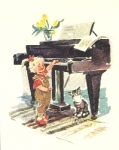 Children with piano artist card * ca. 1950