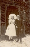 Spreewald traditional costumes bridal couple real photo * ca. 1930