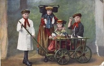 Schaumburg-Lippe traditional costumes children with handcart circa 1910