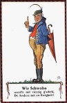 Swabian costume humor msnn with umbrella artist card HB * approx. 1920