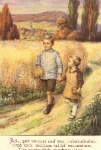 Kinder mit Gebet Künstlerkarte *um 1940