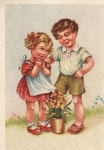 Children with flower pot Amag 3584 artist card * ca. 1940