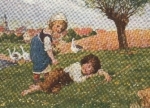 Kinder, Künstlerkarte W. Krüger, Sollst nicht schlafen, Gänse o 26.4.1920