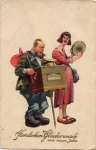 Music man with barrel organ woman with tamborin gebr. circa 1930