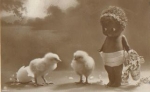 colored doll with chick real photo * approx. 1930