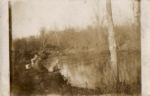 fischer ​am Flußufer, Echtfoto * ca. 1920