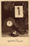 Table clock with mushrooms, New Year's card, o 31.12.1942