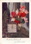 Clocks Orchid New Year Card, o ca.1950
