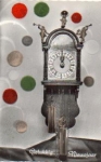Wall clock with trumpeter, used circa 1950