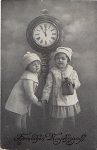 Uhren Kinder Neujahrskarte, o 31.12.1921