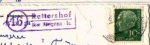 65779 Rettershof country postmark post office stamp o 1955