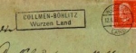04808 Collmen-Böhlitz, country postmark, post office postmark, o 12.6.1932