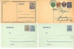 Postal stationery German Reich 4 pieces approx. 1900-20 1x service post