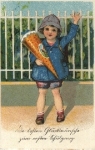 Back to school Schultüte artist card gebr. approx. 1920, GGK publisher no.1454