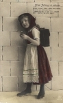 Schulanfang, Mädchen, Schultasche, o 1917