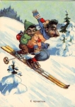 Mecki hedgehog on skis Soviet Union * approx. 1970