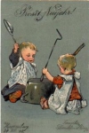 Kinder beim Topfschlagen Prägekarte o 30.12.1905