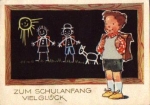 Junge vor Schultafel stehend, Schulanfang, o 2.9.1969