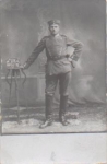 Deutscher Soldat in Felduniform 1. WK. Echtfoto gebr. 3.2.1915