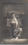 Children's series 8696/6 boy with flowers birthday real photo o 21.4.1920