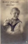 Boy with Flowers Series Card No. 117/4 Birthday Used ca.1920