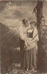 Couple in the forest, rake, confession, gebr. circa 1910