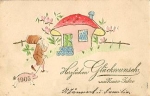 Dwarf pig mushroom New Year card embossing card, o 31.12.1904
