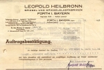 Fürth Leopold Heilbronn, Spiegelglasfabriken Letterhead May 10, 1935