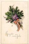 Patriotica, New Years greetings, violets black-red-white o 1.1.1917