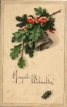 War Christmas WW1 patriotica, oak leaf, bell, black-red-white, o 1914
