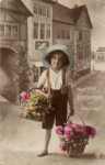 Child, series 4272/3, birthday, flower baskets, gebr. June 25, 1919