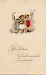 Children, draft horse, birthday, gebr. around 1920