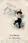 Child with forget-me-not flowers birthday, * approx. 1930