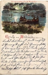 17419 Ahlbeck jetty by moonlight Chromolithograph o ca. 1903