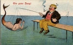 Angler fängt Nixe * ca. 1930