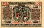 Insel Helgoland, Städtenotgeld, Wert 20 Pfennige, Ritter, 1921