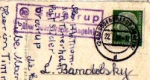 24392 Saustrup via Sudbrandrup (Angeln) country postmark o July 22, 1954 on AK Hamburg