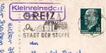 07989 Kleinreinsdorf via Greiz Country postmark o 1963 On postcard Greiz