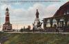 Holtenau lighthouse and monument at the entrance to the Kaiser Wilhelm Canal around 1910