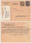 5 Mark 10 Mark official stamp Michel 33 68 on card of the Reich Equalization Office o Berlin W December 15, 1922