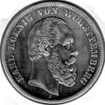 5 Mark 1874 Württemberg King Charles Silver Coin