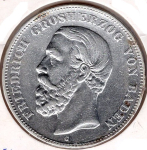 5 Mark Baden 1893 Grand Duke Frederick I. Silver coin
