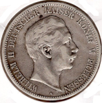 5 Mark Prussia 1894 Wilhelm II Silver Coin