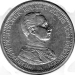 5 Mark Prussia 1913 Bust in Uniform Silver Coin