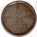 Jaeger 0356 - 5 Reichsmark 1934 J Garrison Church with Date Silver Coin German Empire