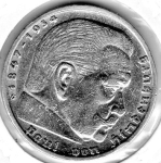 Jager 0367 - 5 Reichsmark 1937 G Hindenburg Swastika Silver Coin