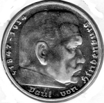 Jager 0367 - 5 Reichsmark 1937 J Hindenburg Swastika Silver Coin