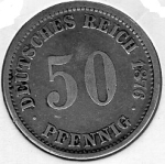 50 Pfennig 1876 A German Empire Silver Coin